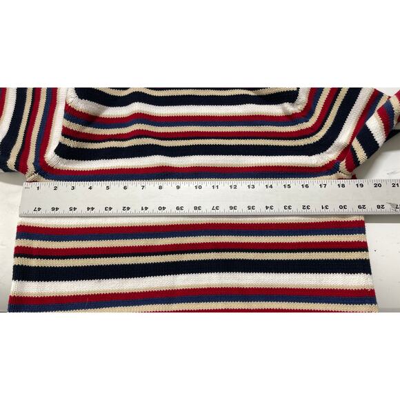 Charter Club Women Sweater Size L Red Blue Beige Striped 100% Cotton Preppy - Picture 5 of 6